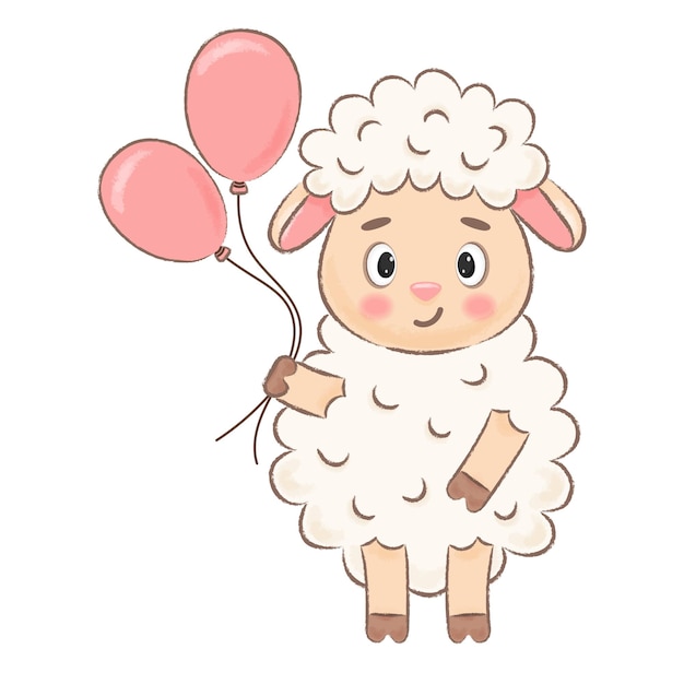 PSD cute cute sheep stands on a light background