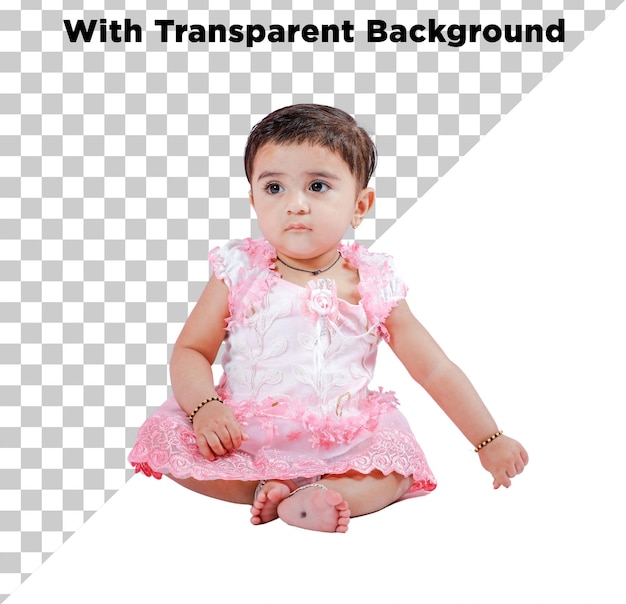 Cute Desi Indian Little Baby Girl PNG PSD geïsoleerd op een doorzichtige achtergrond