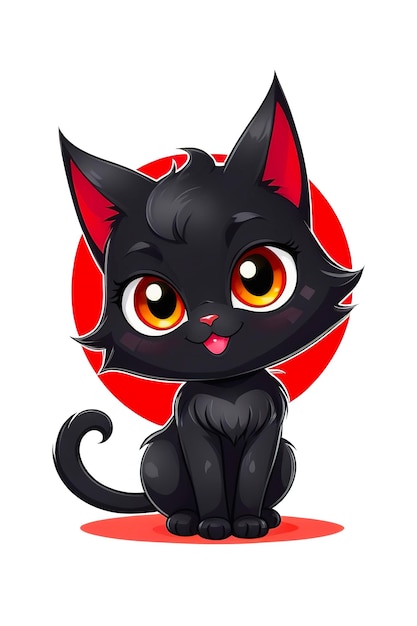 白い背景のイラストに可愛い悪魔の黒い猫