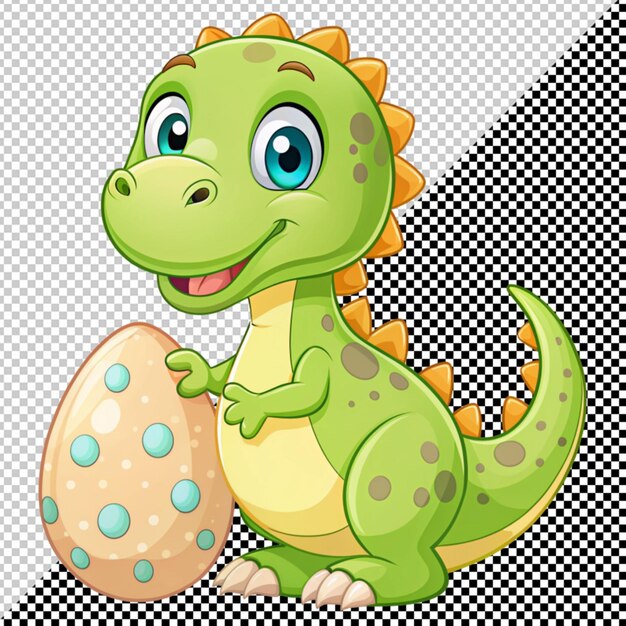 PSD Милый динозавр с яйцом на прозрачном фоне