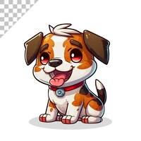 PSD可爱的小狗卡通插图。