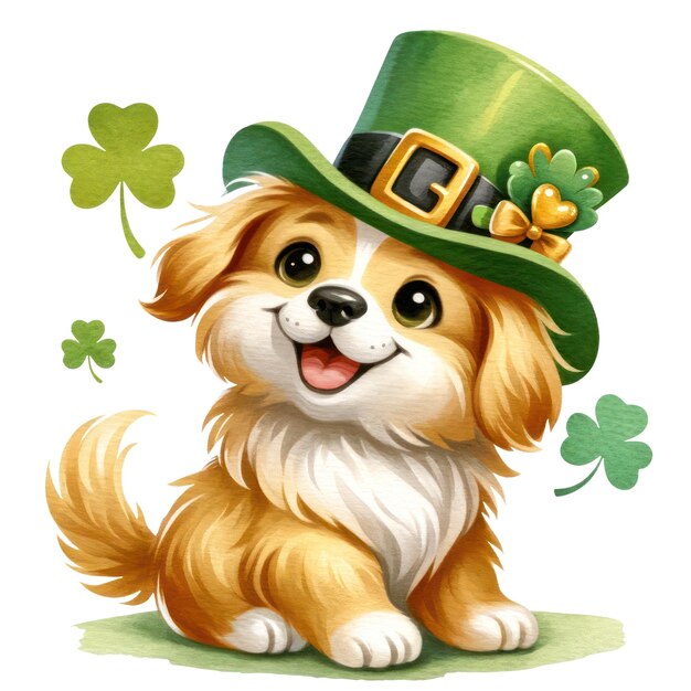 PSD cute dog st patrick's day clipart ilustracja