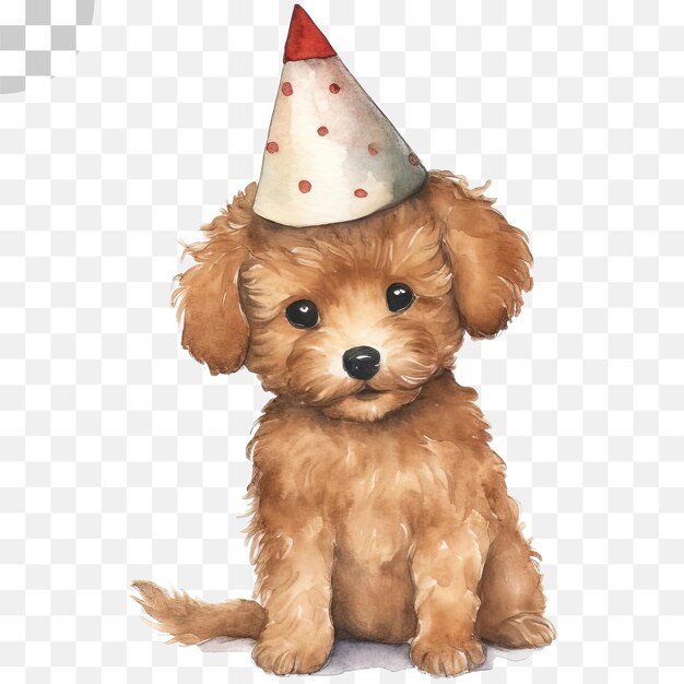 PSD cute dog wearing a birthday hat