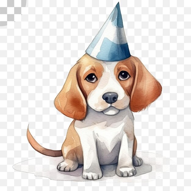 PSD cane carino che indossa un cappello di compleanno