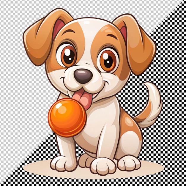 PSD cute dog with ball vector on transparent background