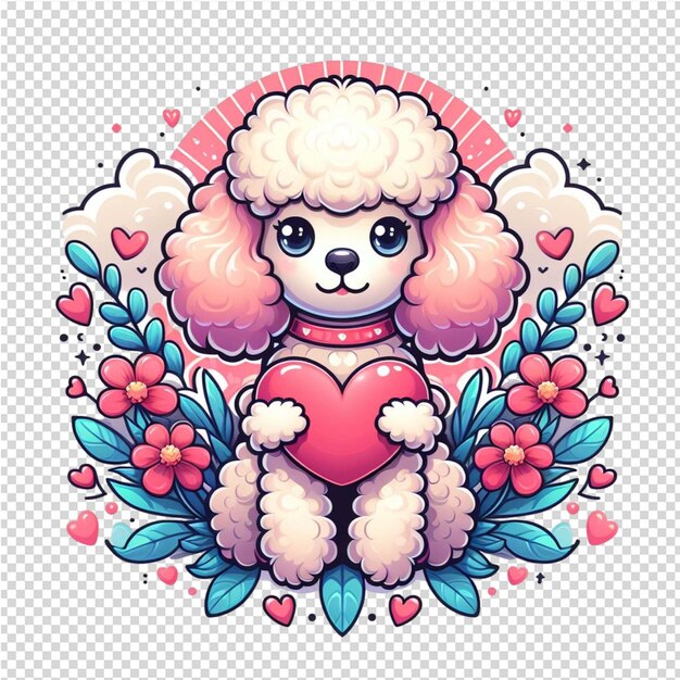 PSD a cute dog with a heart on his chest