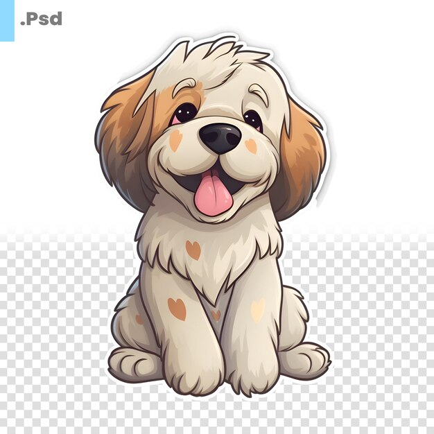 PSD cute dog with tongue out on white background vector illustration psd template