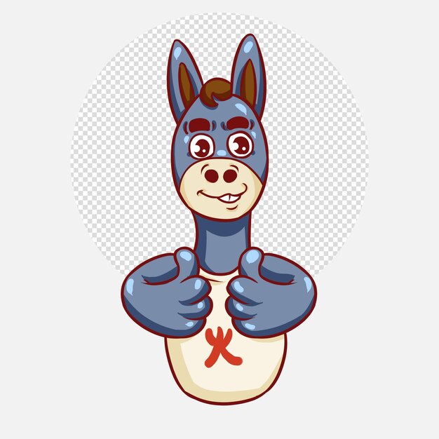 PSD cute donkey smiling cartoon illustration