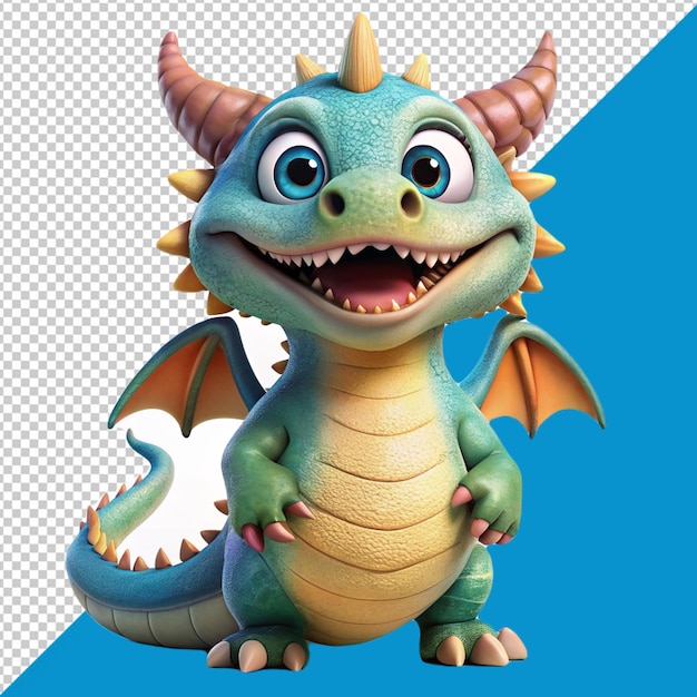 PSD a cute dragon on transparent background