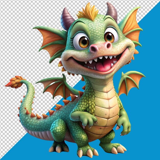 PSD a cute dragon on transparent background