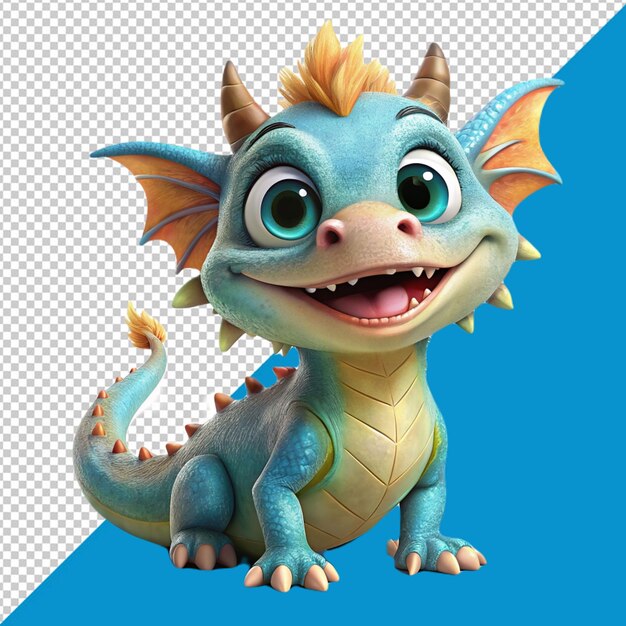 PSD a cute dragon on transparent background