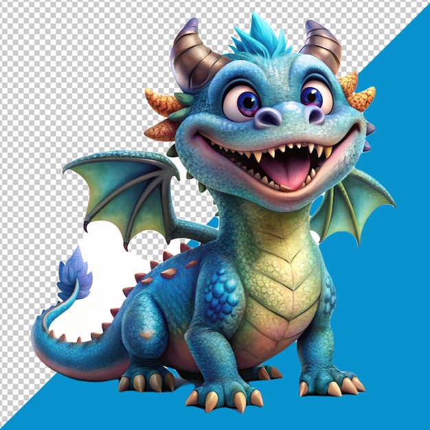 PSD a cute dragon on transparent background