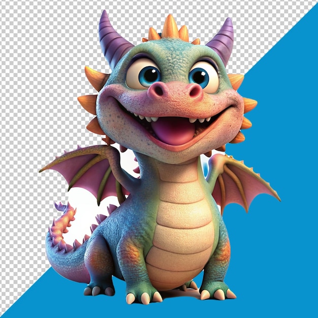 PSD a cute dragon on transparent background