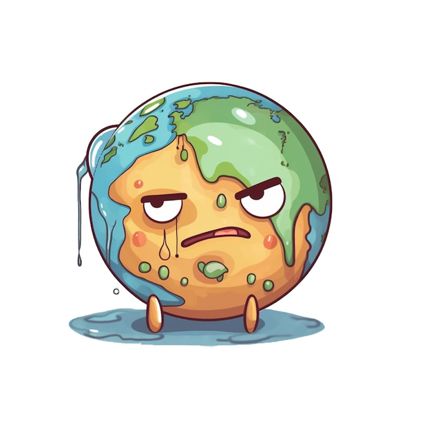 PSD cute earth cartoon sticker