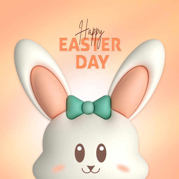 cute easter bunny background with 3d style