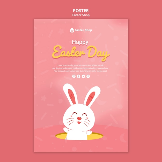 PSD cute easter day poster template