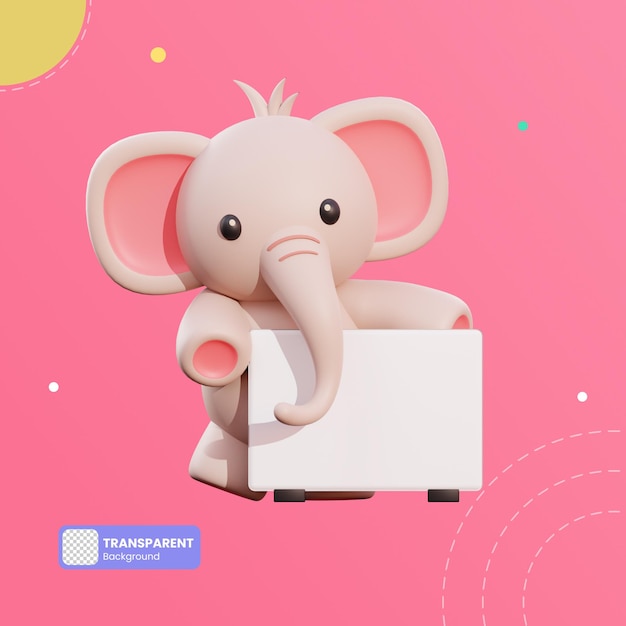 Cute elephant 3d illustration