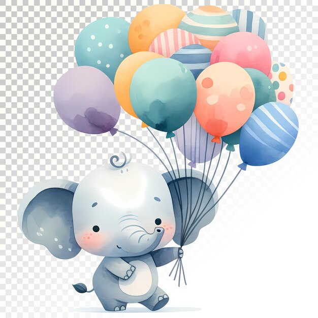 Cute elephant clipart Baby elephant watercolor clipart transparent PSD