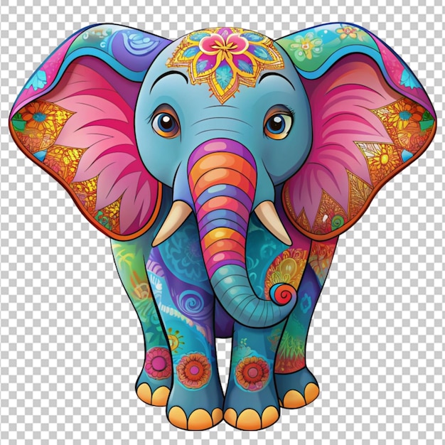 Cute elephant in flat cartoon style