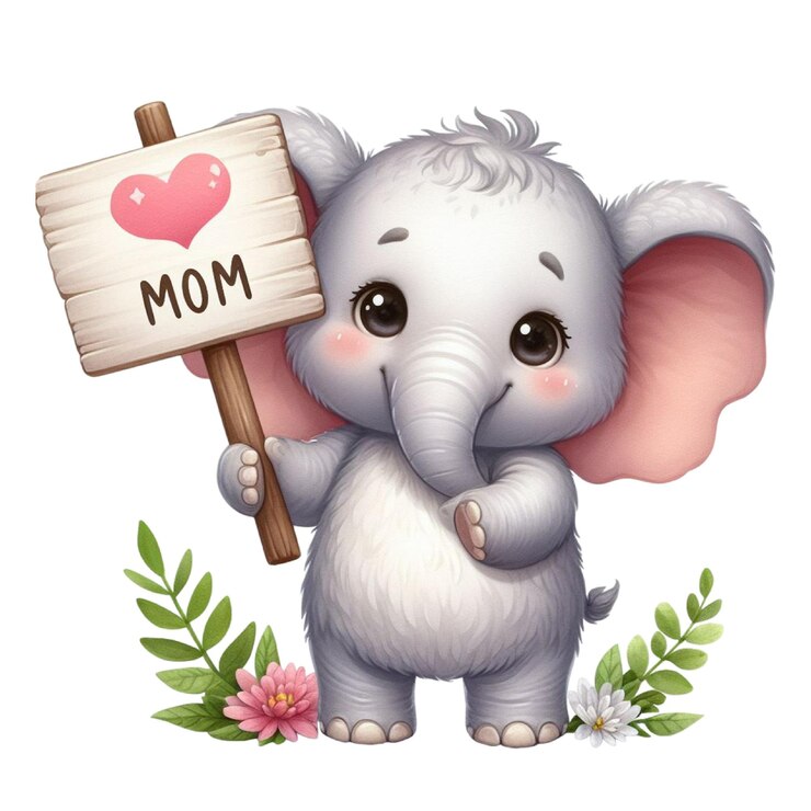 PSD cute elephant mothers day card