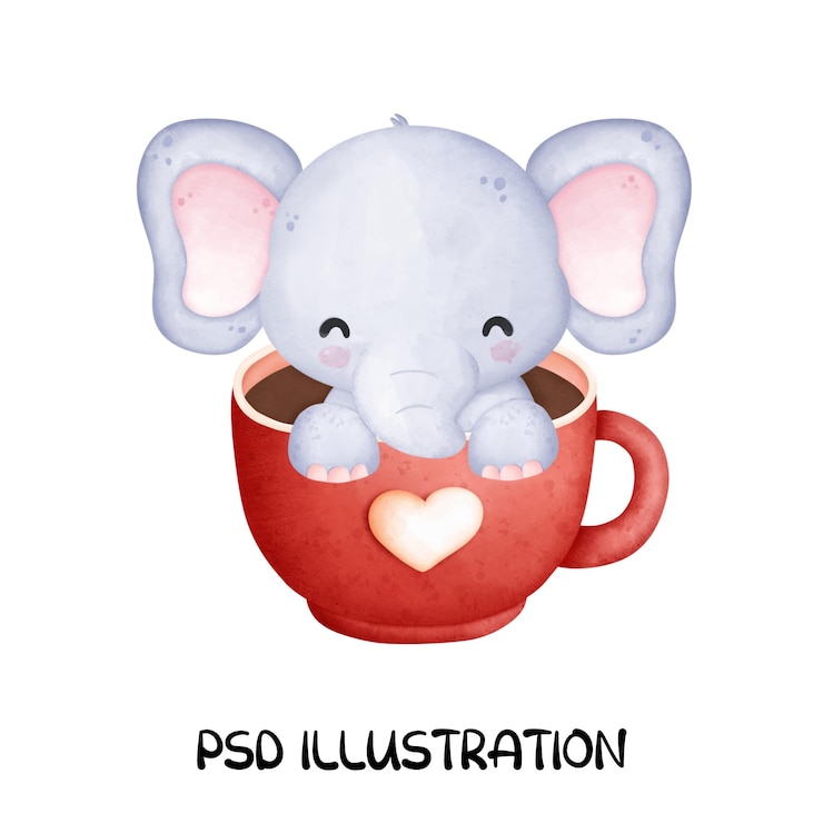 PSD cute elephant watercolor 1
