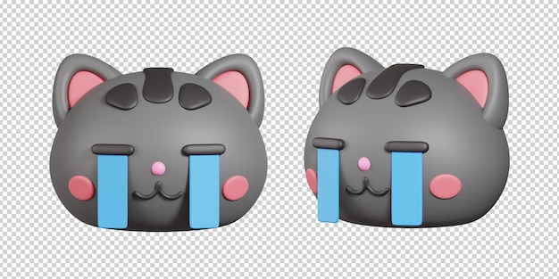 Cute emoticon cat in love изолированная концепция cat emoji 3d render illustration