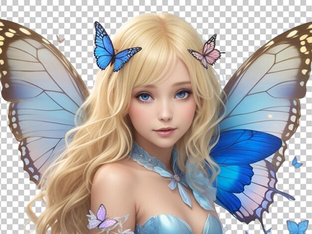 PSD cute fairy with blonde hair and beautiful wings