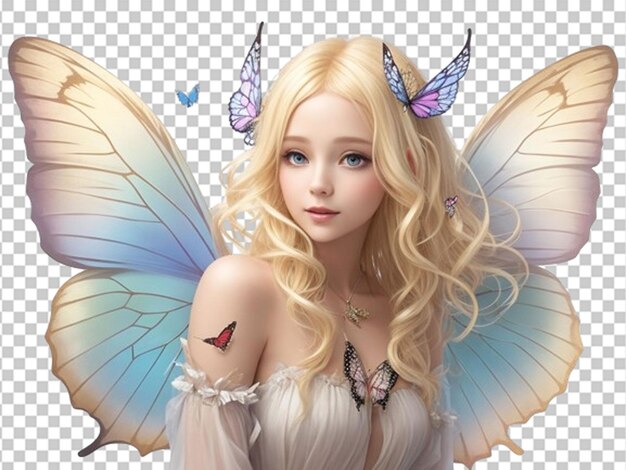 PSD cute fairy with blonde hair and beautiful wings