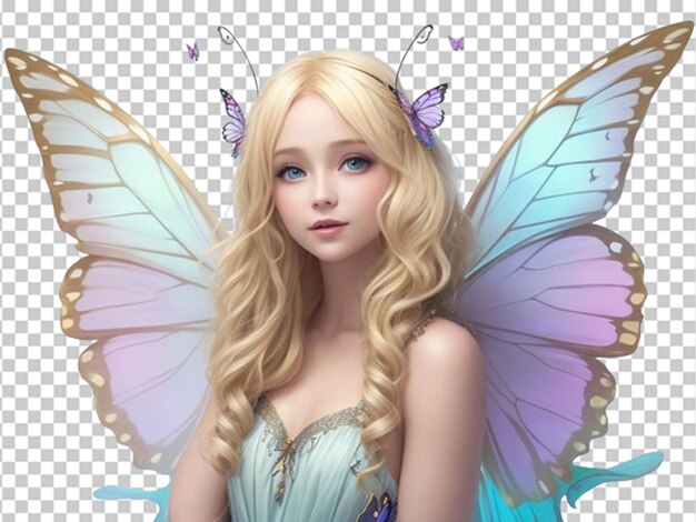 PSD cute fairy with blonde hair and beautiful wings