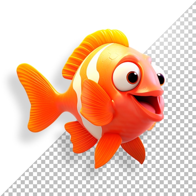 Cute fish orange in 3d