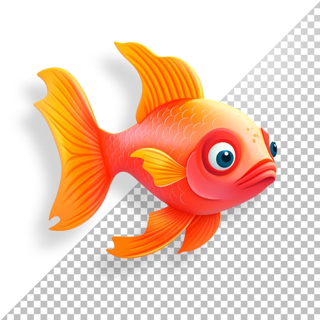 cute fish orange in 3d