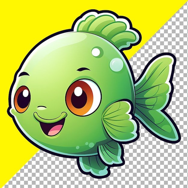 PSD cute fish with big eyes smiling clipart kids illustration for sticker and t shirt design