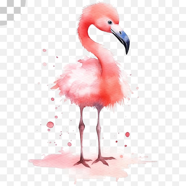 PSD cute flamingo watercolor transparent background