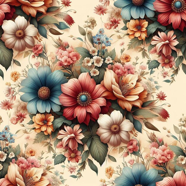 PSD cute flower on colorful background seamless pattern