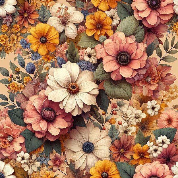 PSD 화려한 배경 완벽 한 패턴에 귀여운 꽃