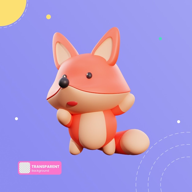 PSD cute fox 3d illustration