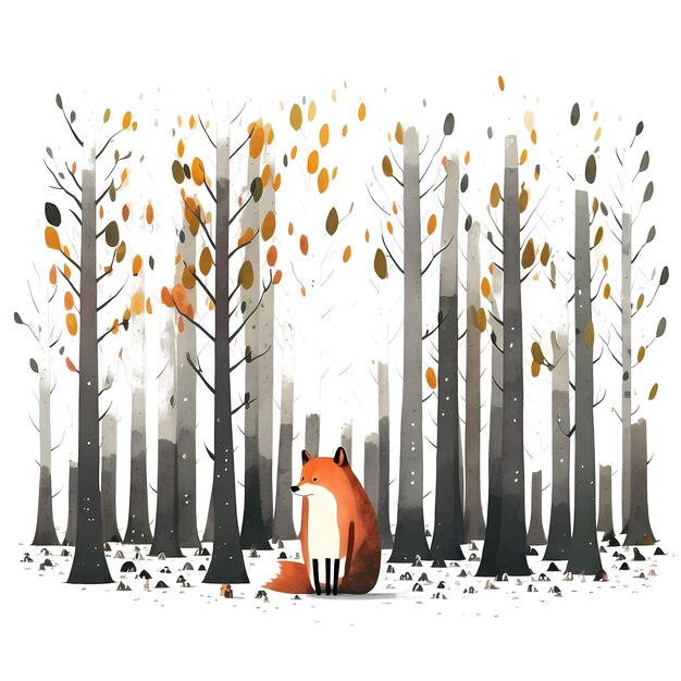 PSD cute fox in the forest 4096px png transparent 300dpi digital tshirt pod clipart copertina del libro wallart