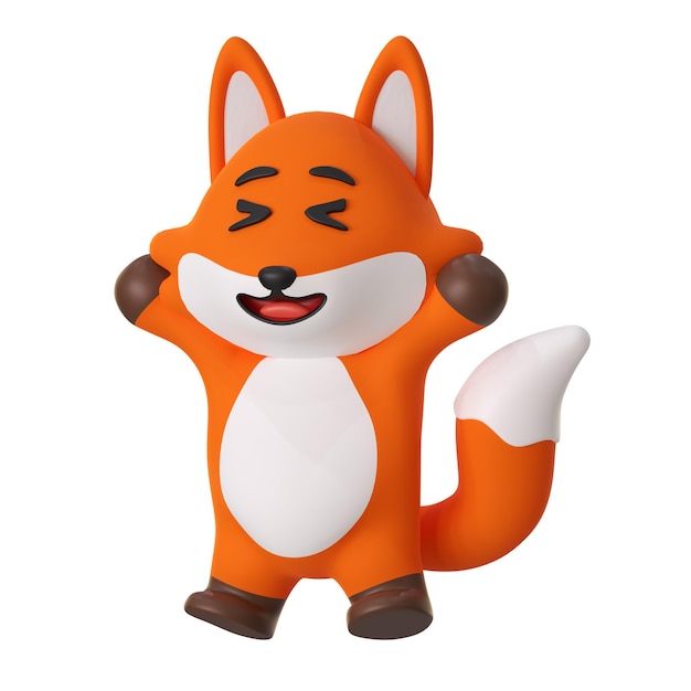 cute fox mascot happy excited