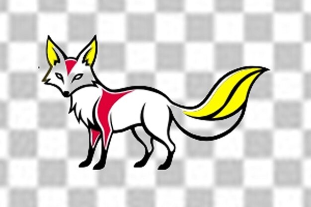 PSD キレイな狐シンプルな厚い線白い背景の子供のデザイン