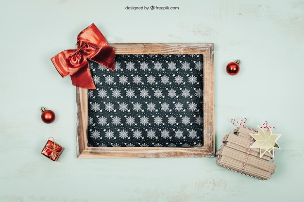 PSD cute frame mockup with christmtas design