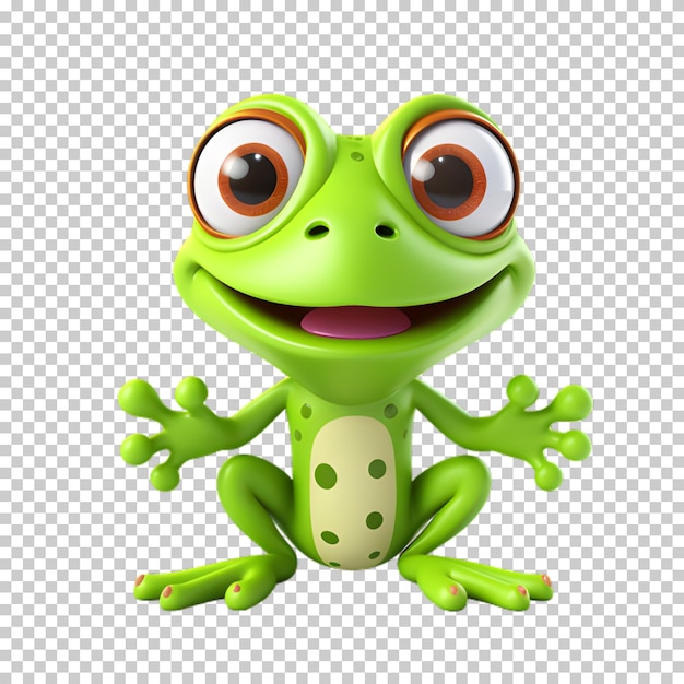 PSD cute frog character transparent background