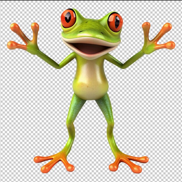 PSD cute frog character transparent background