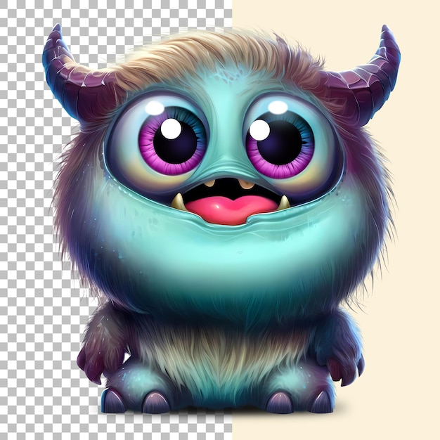 PSD cute funny fantasy creature with horns
