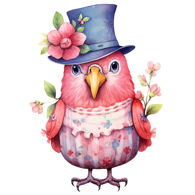 PSD cute funny parrot watercolor clipart illustration