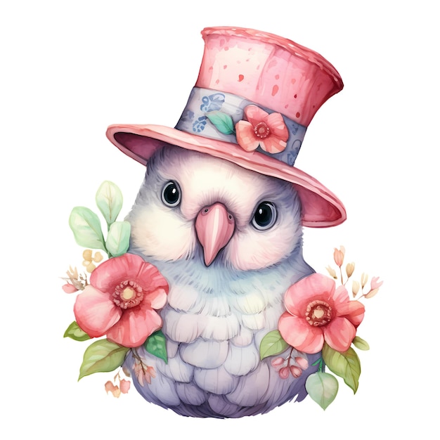 PSD cute funny parrot watercolor clipart illustration