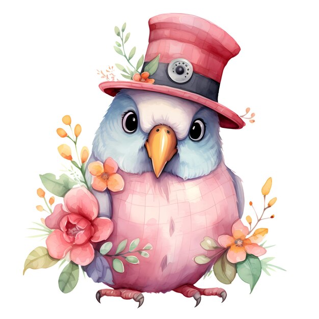 PSD cute funny parrot watercolor clipart illustration