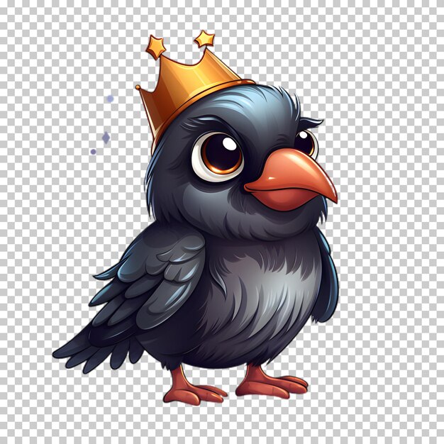 PSD cute funny raven wearing santa hat for christmas illustration