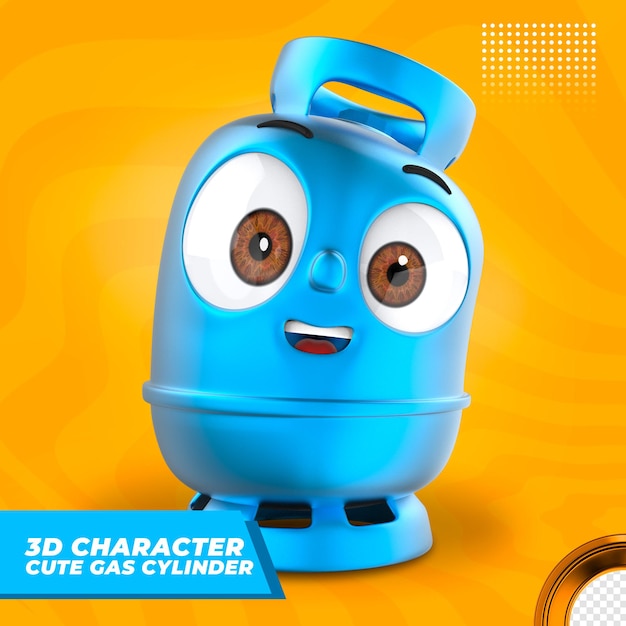 PSD cute gas cylinder 3d character