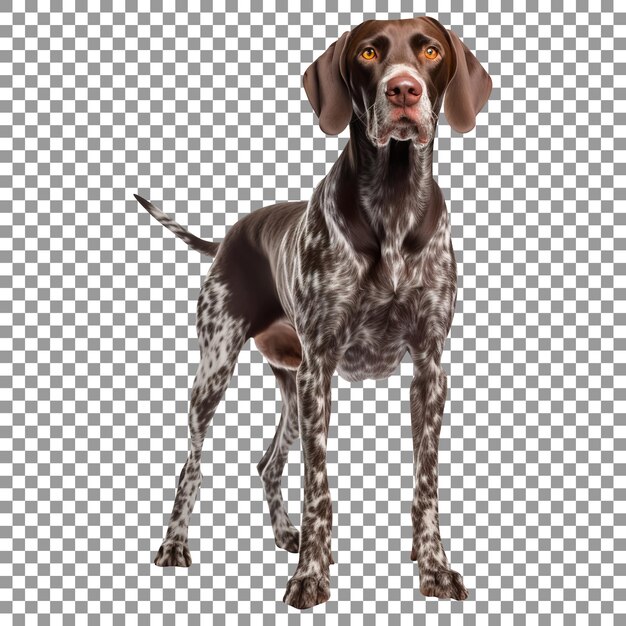 Carina razza di cane puntatore tedesco a pelo corto isolata su uno sfondo trasparente