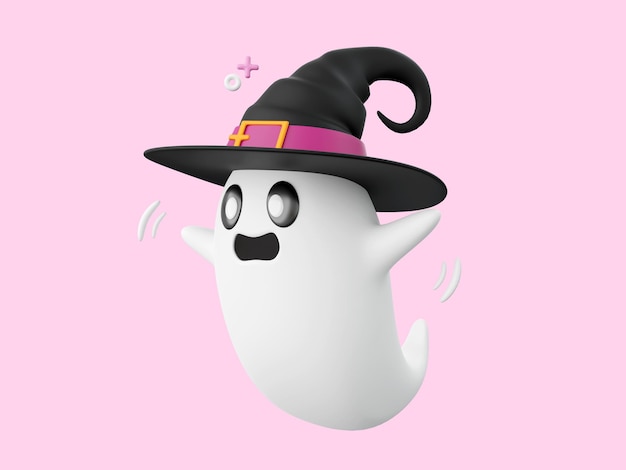 PSD elementi del tema di halloween del fantasma carino illustrazione 3d